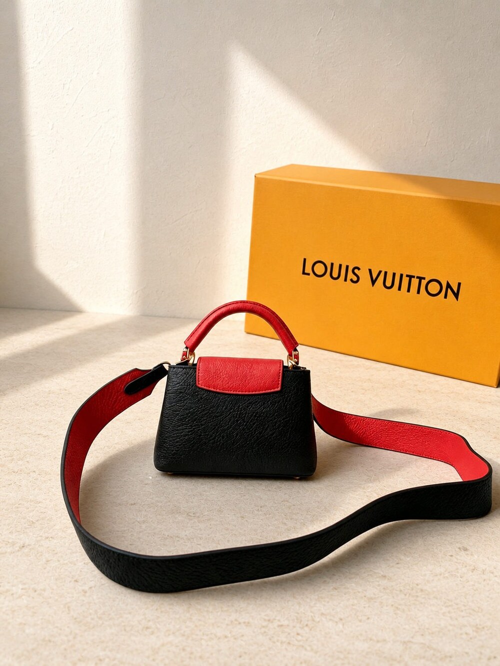 Louis Vuitton Black and Red Taurillon Capucines Mini Top Handle Bag - Picture 5 of 6